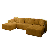 WOHNLANDSCHAFT LONLI-U 355x189x68 Senfgelb Cord - Currygelb, Holzwerkstoff/Kunststoff (355/68/189cm) - ALTDECOR