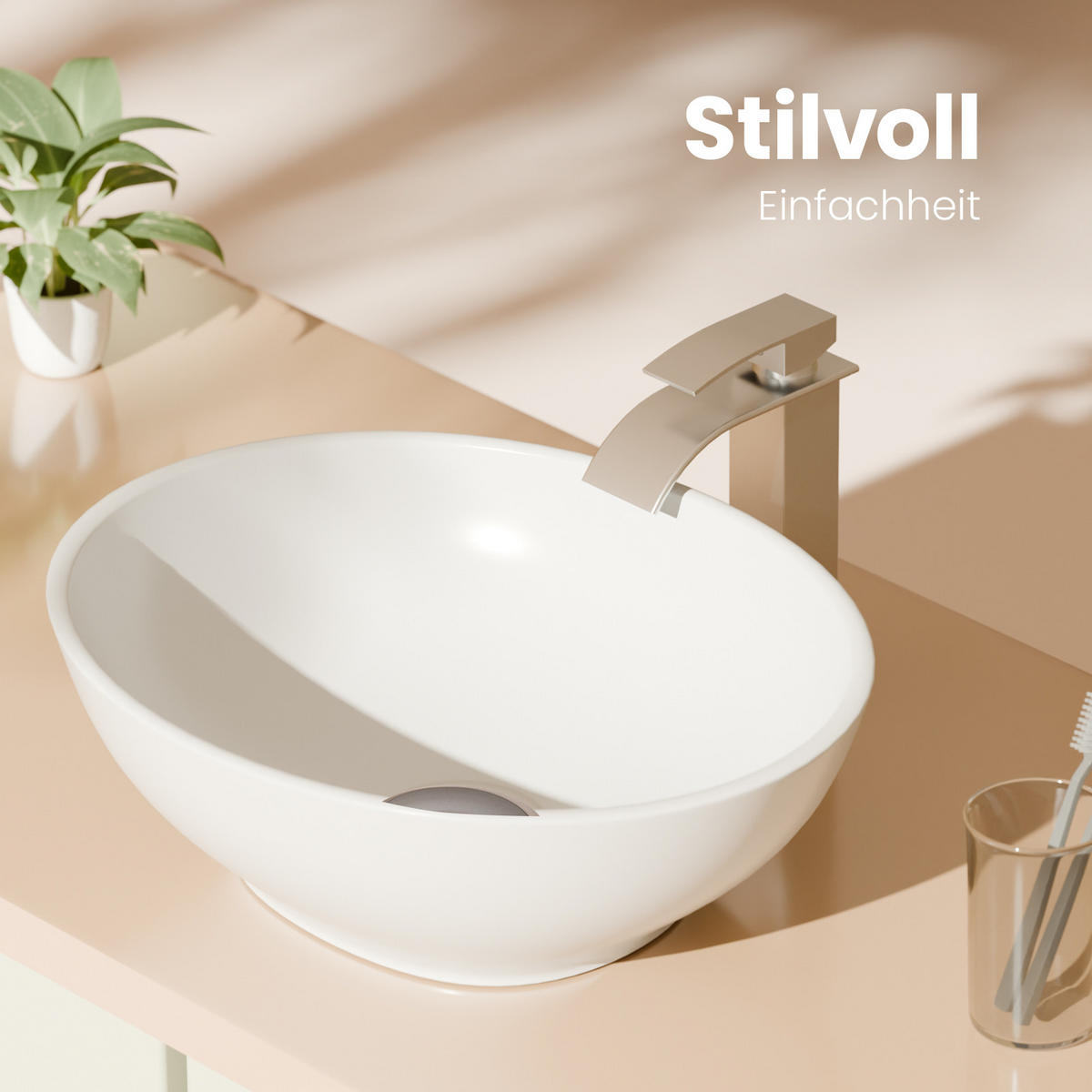 WASCHBECKEN mit pflegeleichter Oberfläche Weiß 41,5 / 33,5 / 13 cm - Weiß Hochglanz, Keramik (33.5/13/41.5cm) - EMKE