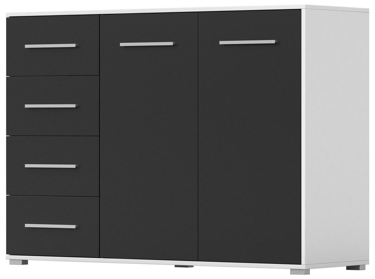 KOMMODE - Highboard IRYS 01 2D4S Weiß + Schwarz - Schwarz/Weiß, Holzwerkstoff (135/95/45cm) - Möblo