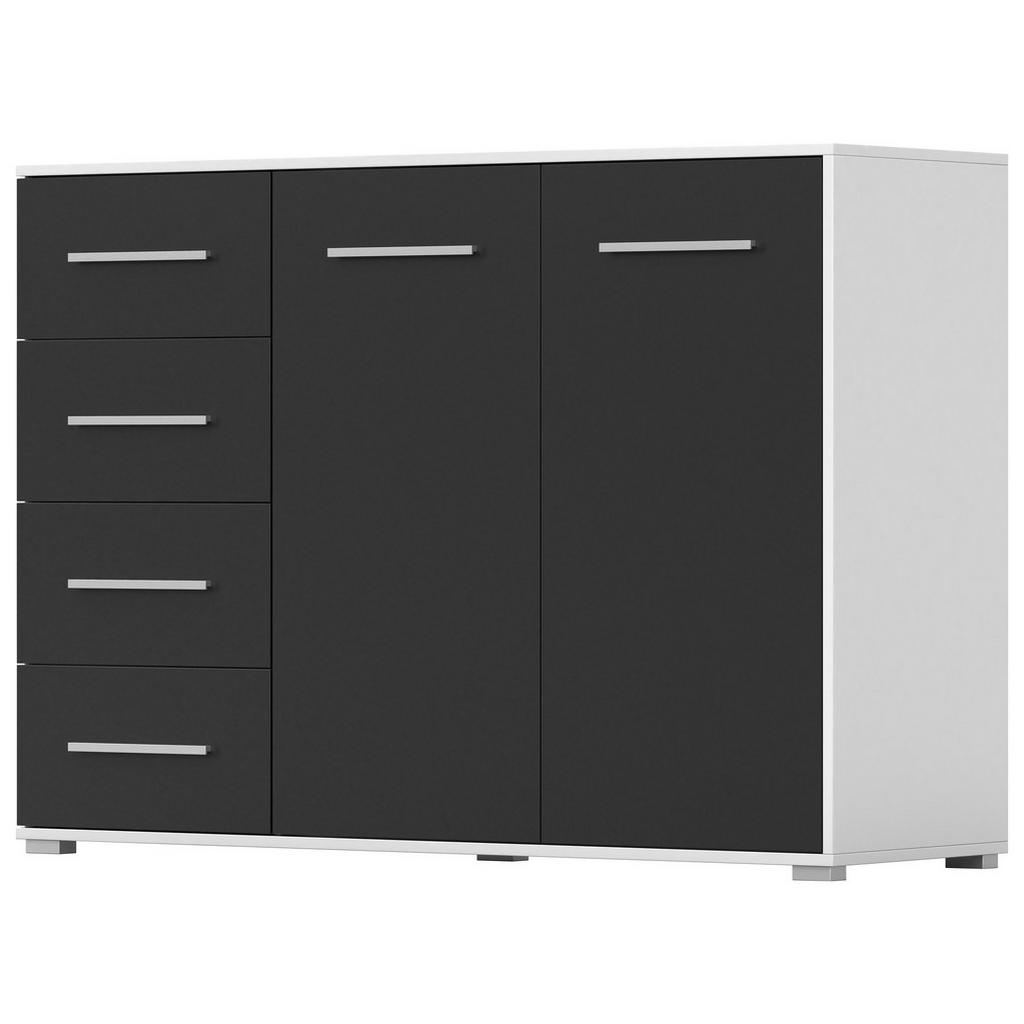 Thumbnail - Möblo Kommode, Weiß, Schwarz, Holzwerkstoff, 4 Schubladen, Rechteckig, 135x95x45 cm, Wohnzimmer, Kommoden & Sideboards, ...