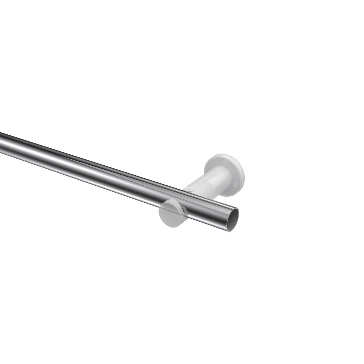 GARDINENSTANGEN-SET Platon Tanara 200 cm, 1-läufig (ohne Ringe), 20 mm Ø Chrom - Chromfarben/Schwarz, Metall (200cm) - INTERDECO
