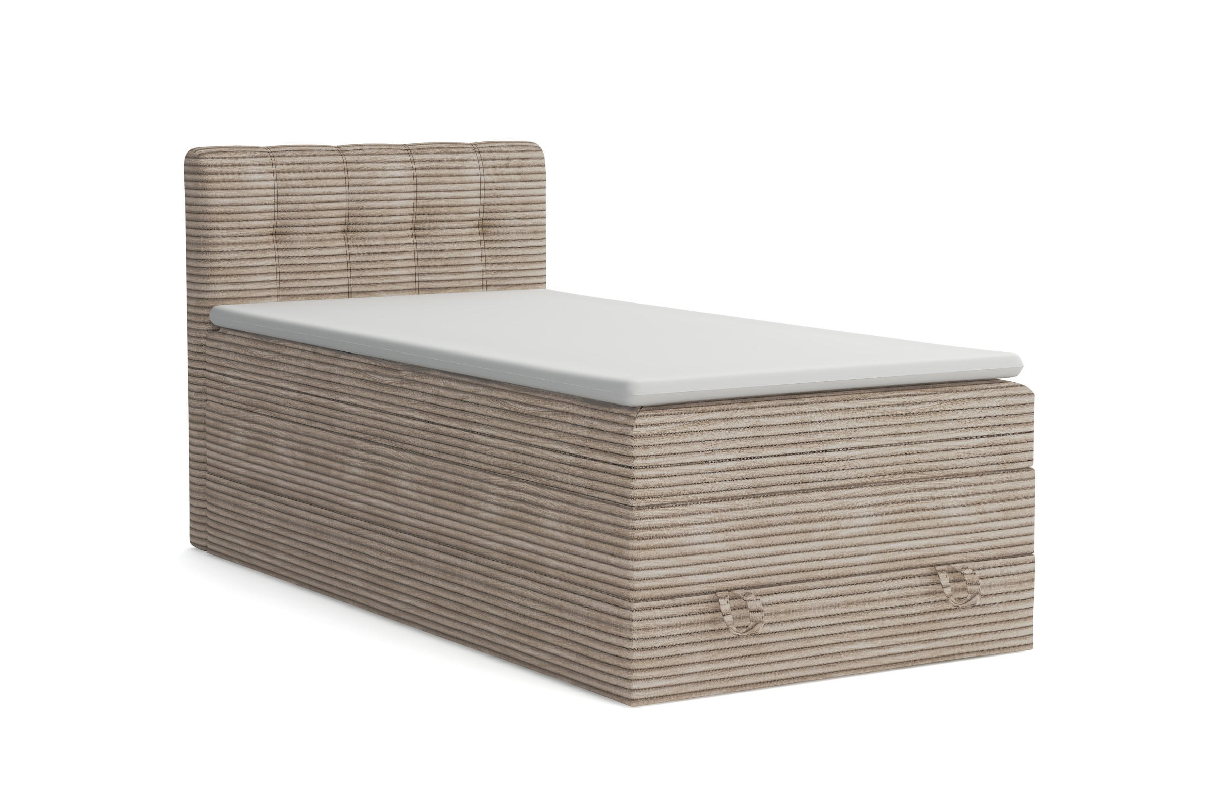 BOXSPRINGBETT JUNG 2 90/200 Cord Beige mit Matratzen H3 + H4 - Beige, Holz/Holzwerkstoff (90/200cm) - Deine Möbel 24