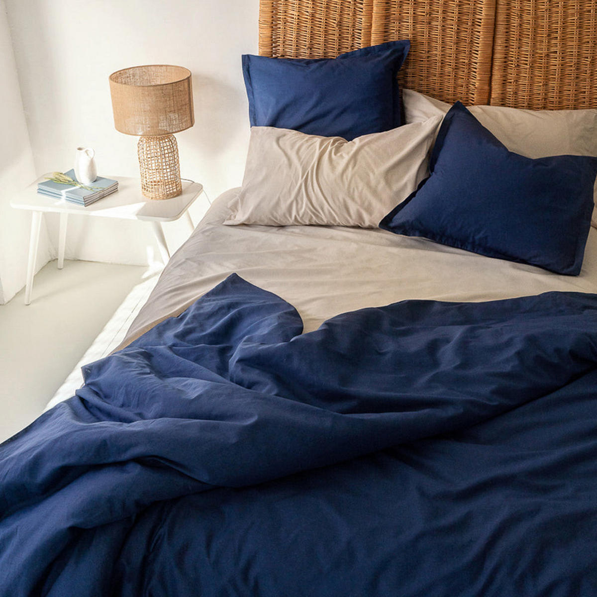BETTBEZUG Basic Dunkelblau 155x220 cm (Komfortgrösse) - Blau, Textil (155/220cm) - Happy Friday