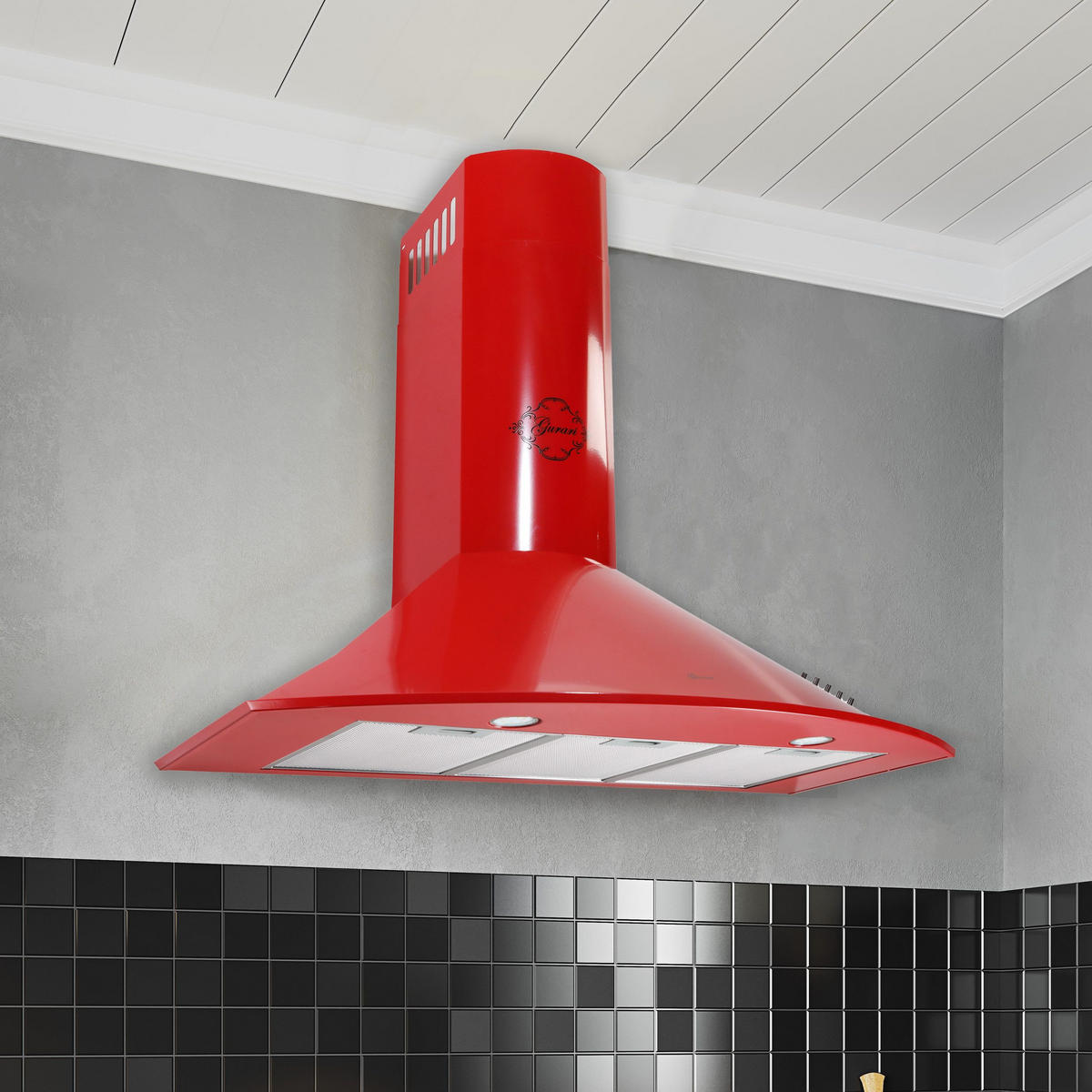 DUNSTABZUGSHAUBE GCH C 046 RD 9 N 90 cm Rot - Rot, Metall (90/117/50cm) - Gurari