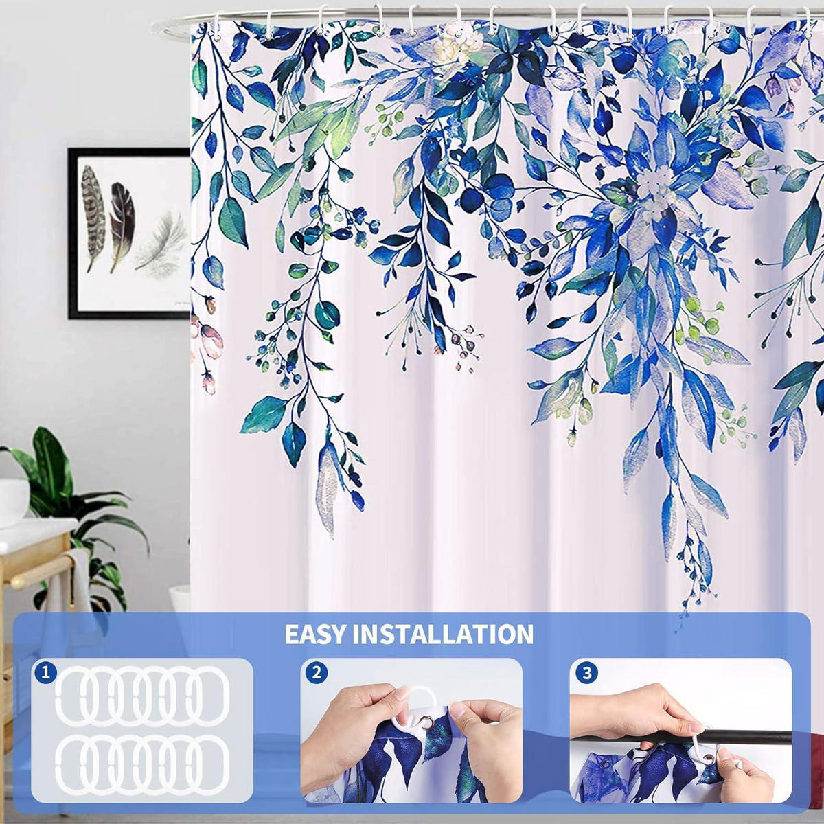 DUSCHVORHANG Blau 120 x 180 cm - Blau, Textil (120/180cm)