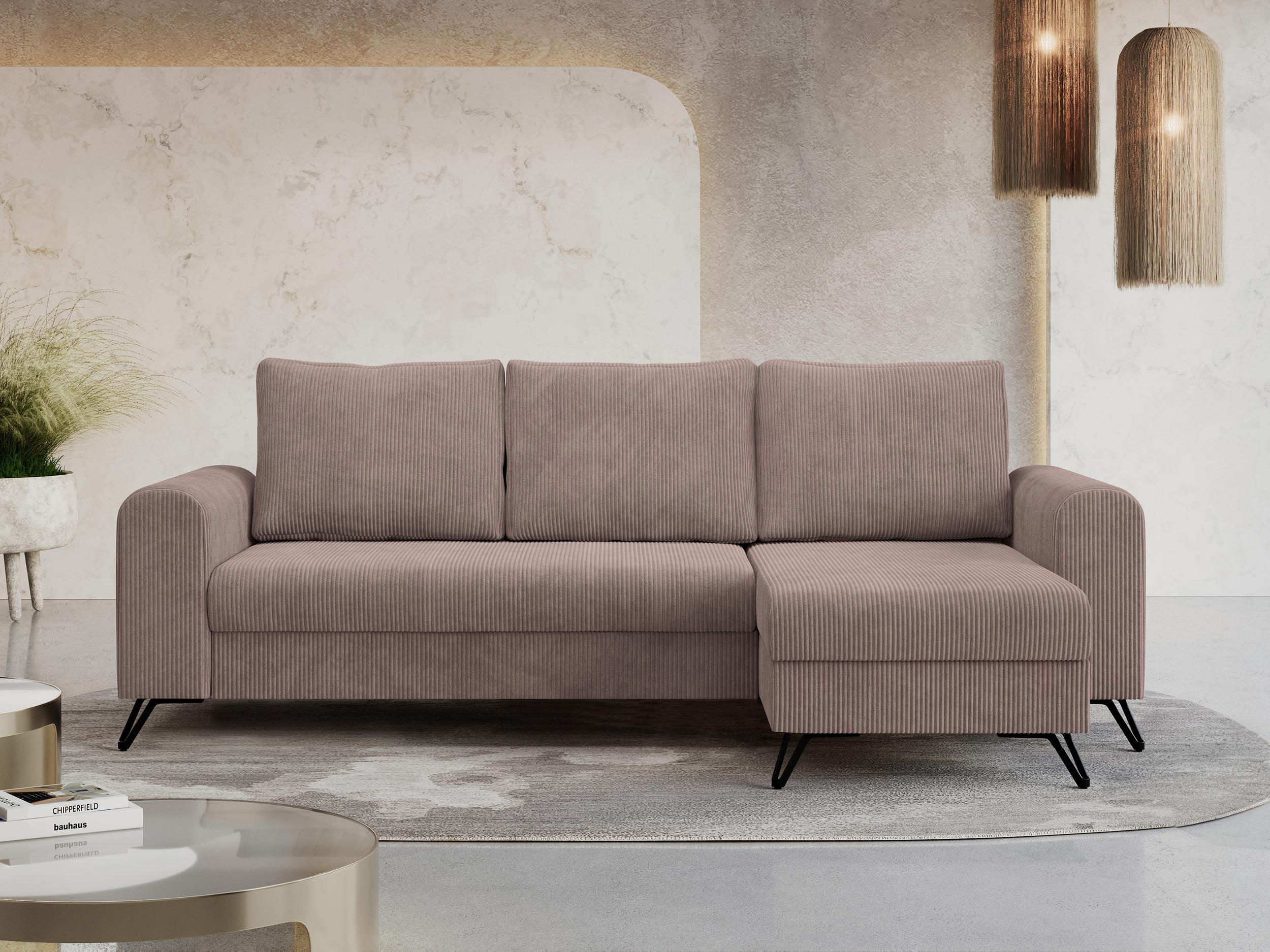 Thumbnail - MKS Ecksofa, Rosa, Textil, 3-Sitzer, L-Form,L-Form, 242x140 cm, Wohnzimmer, Sofas & Couches, Wohnlandschaften, Ecksofas