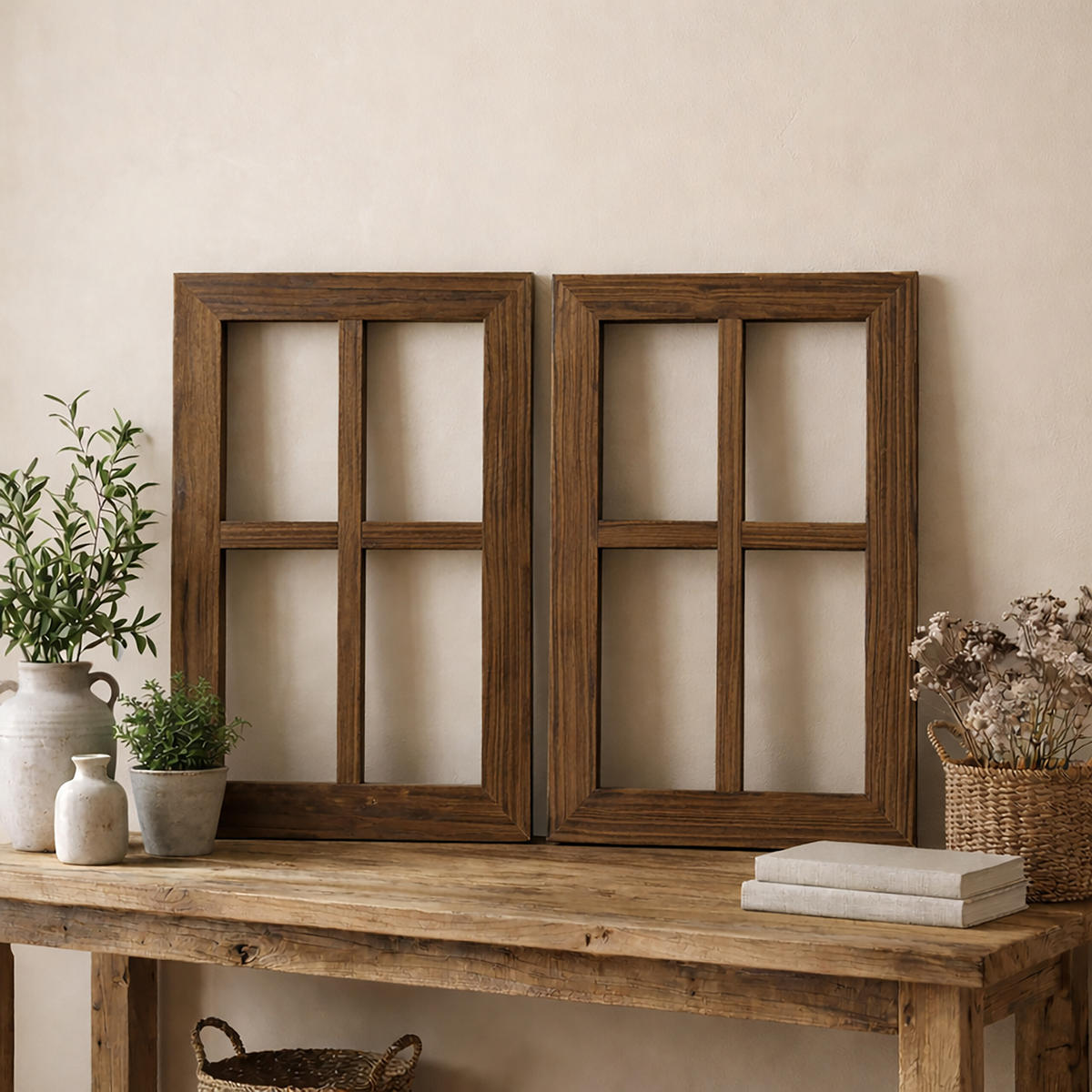 2XDEKORAČNÉ rámy - hnedá, drevo (28/40cm) - Relaxdays