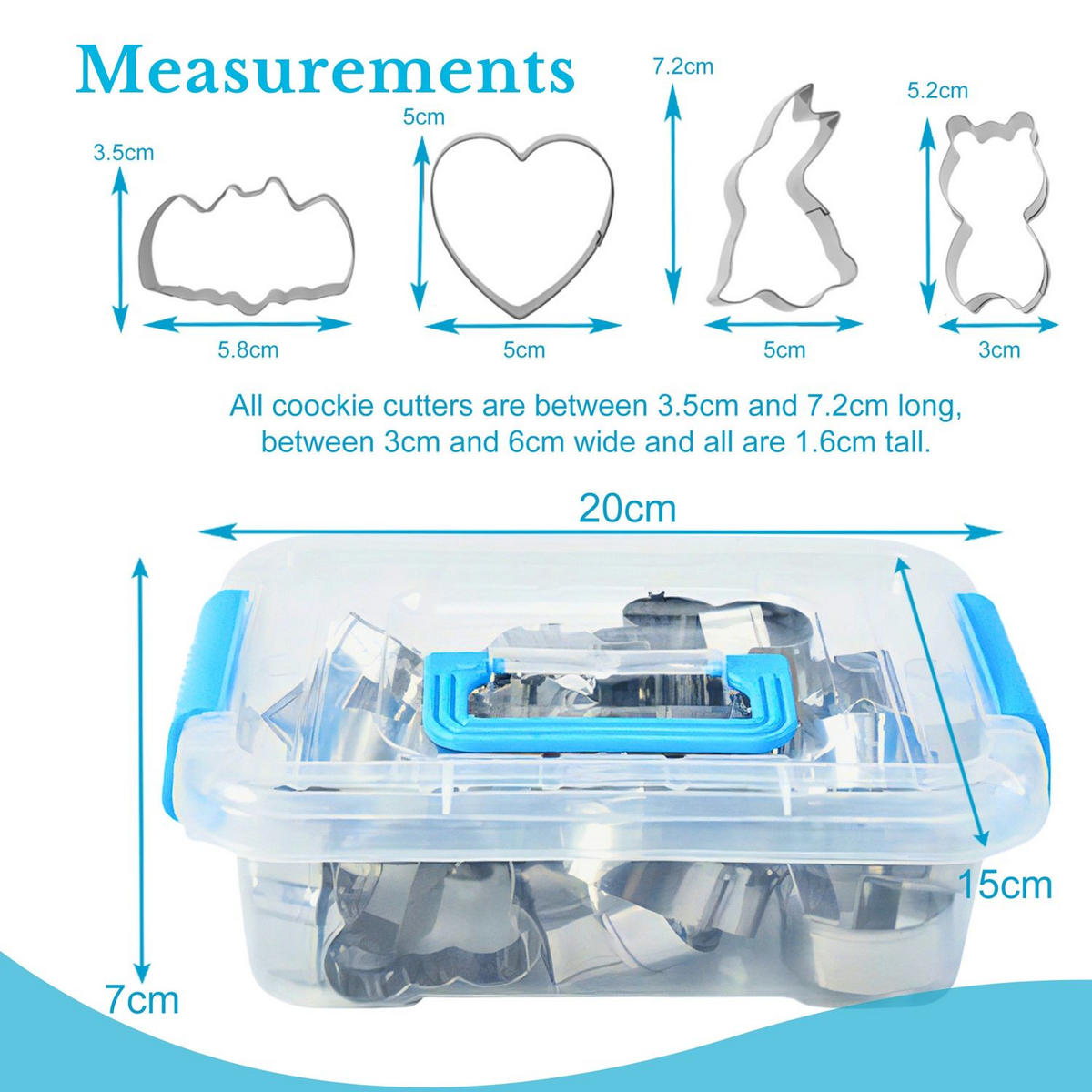 KEKSAUSSTECHER-SET mit praktischer Aufbewahrungsbox (20-tlg.) - Silberfarben, Metall (15/6.6/19.5cm) - Intirilife