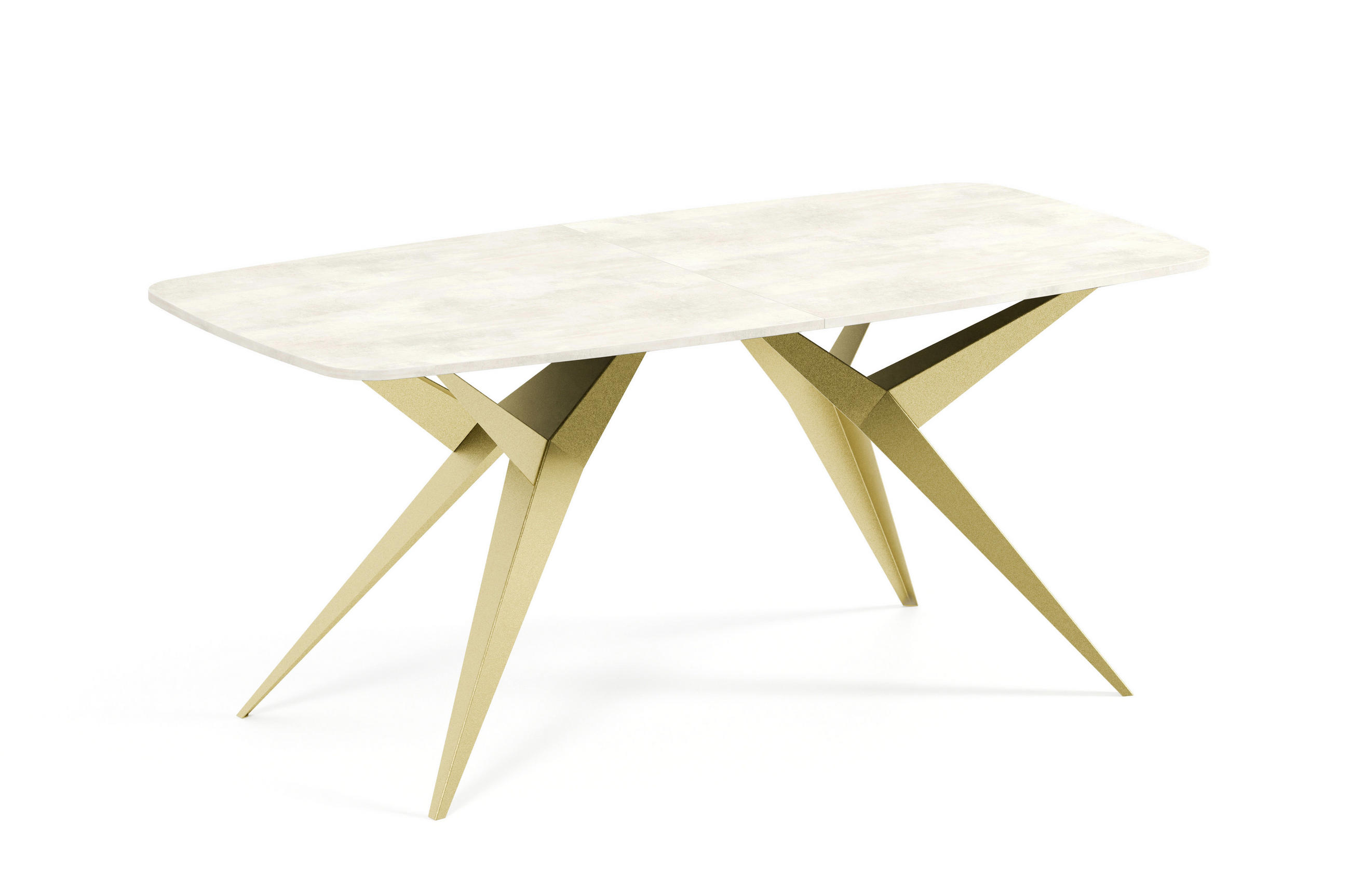 ESSTISCH AXIS - Goldfarben/Creme, Holzwerkstoff/Metall (90/180/76cm) - Meblini