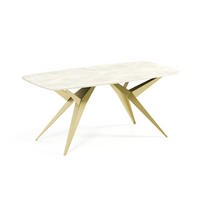 ESSTISCH AXIS - Goldfarben/Creme, Holzwerkstoff/Metall (90/180/76cm) - Meblini