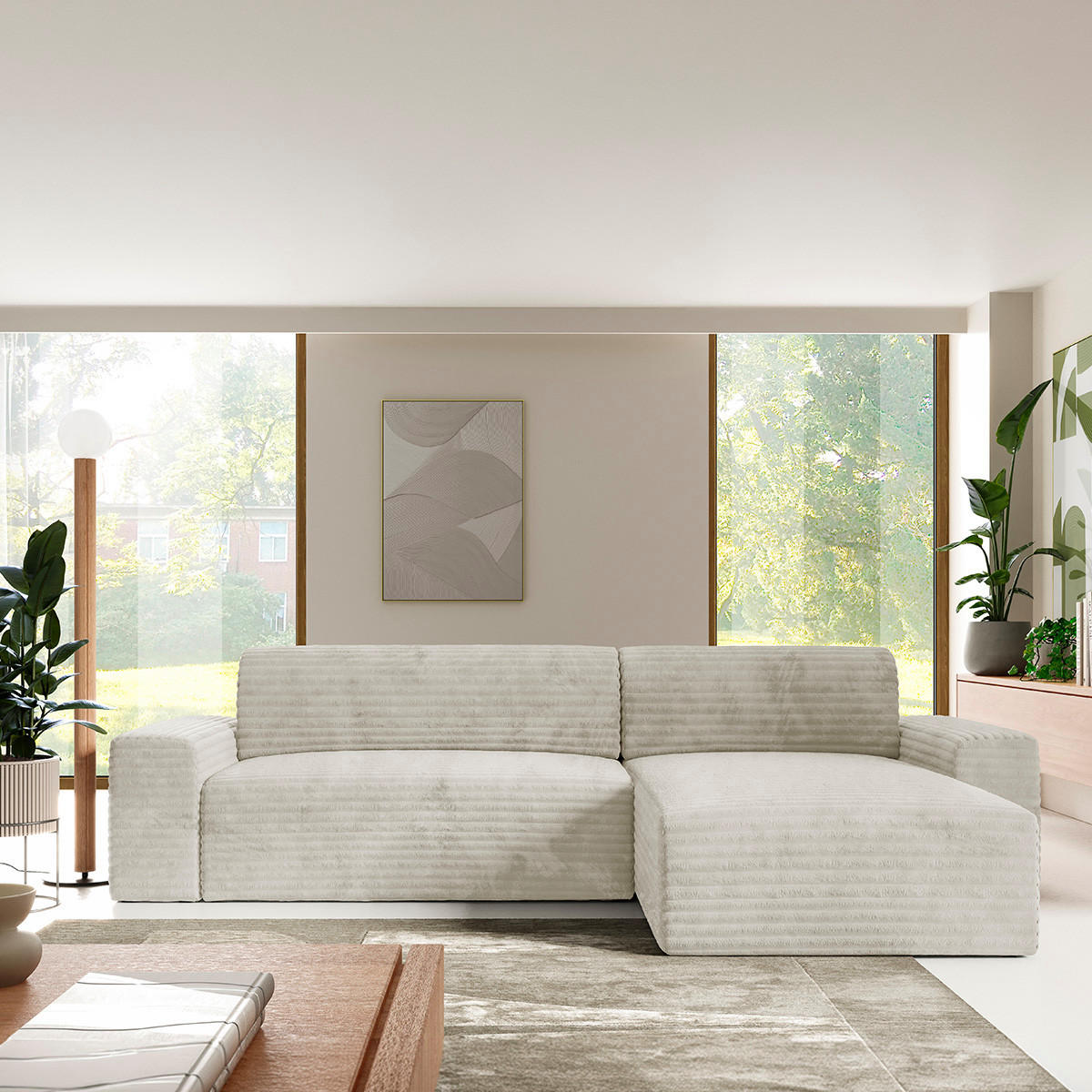 ECKSOFA Fabio 3 Sitzplätze Weiß - Weiß, Holz (260/102cm) - Petits-meubles