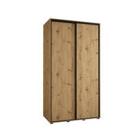 SCHWEBETÜRENSCHRANK 235,2/140/60 2-türig - Schwarz/Eiche Artisan, Holz/Metall (140/235/60cm) - Abiks Möbel