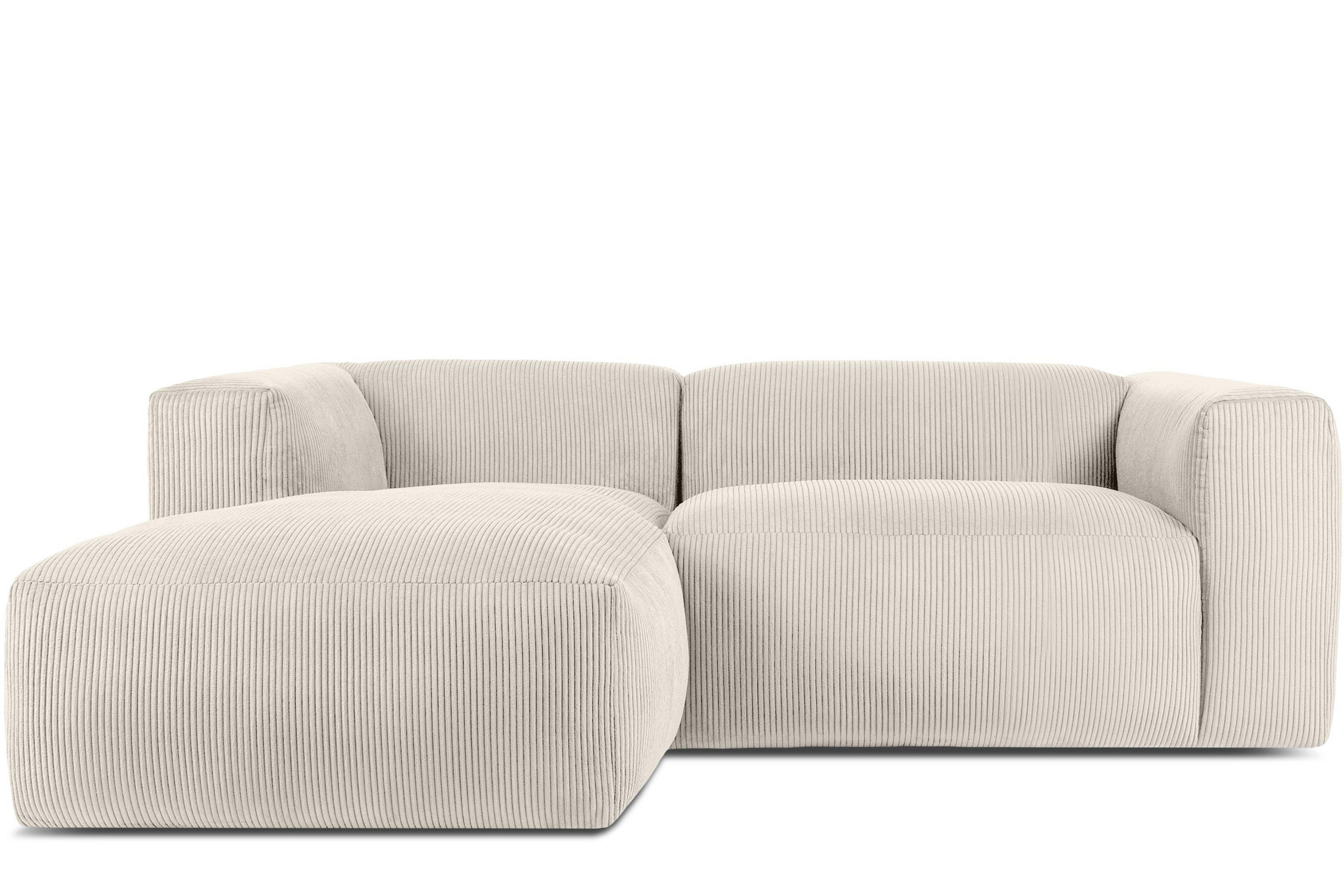 ECKMODULSOFA-LINKS BUFFO 3/4 Sitzer mit extrem weicher Sitzfläche, Kordstoff, cremefarben - Creme, Textil (237/180cm) - KONSIMO®