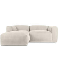 ECKMODULSOFA-LINKS BUFFO 3/4 Sitzer mit extrem weicher Sitzfläche, Kordstoff, cremefarben - Creme, Textil (237/180cm) - KONSIMO®