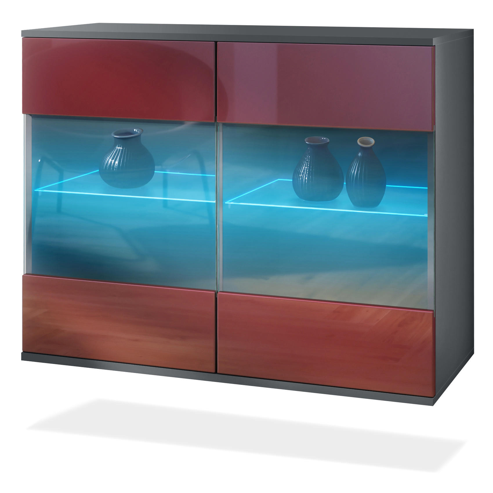 KOMMODE Bari Bordeaux Hochglanz - Bordeaux, Holzwerkstoff (92.5/73.5/35cm) - Vladon