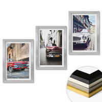 WANDBILDER 3er Set - 20x30 cm Silberner Rahmen - Oldtimer in Städten - Silberfarben, Kunststoff (20/30cm) - ArtPrintCave