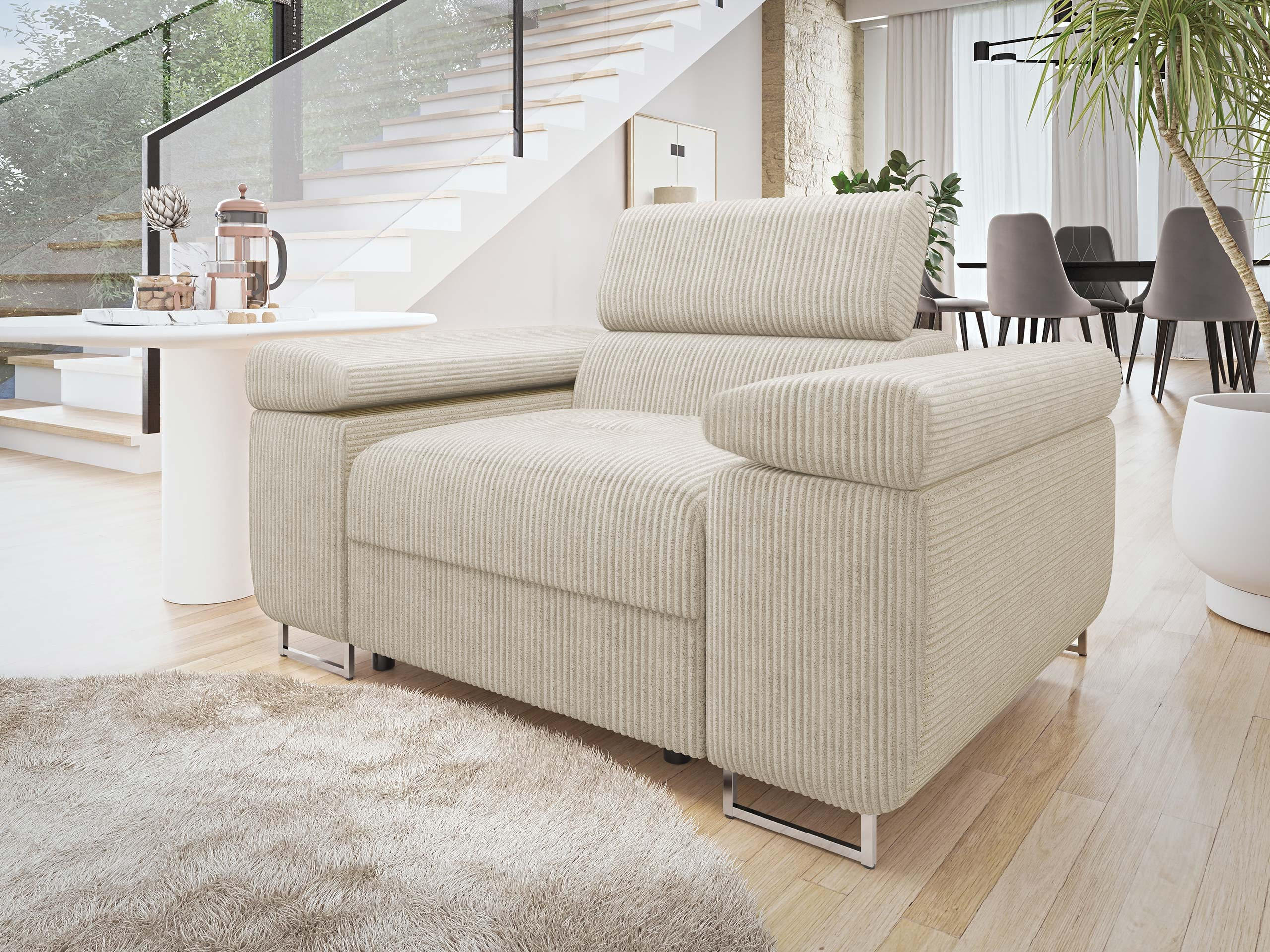 SESSEL Torezio Cord - Beige, Holz/Textil (134/90/102cm) - MIRJAN24