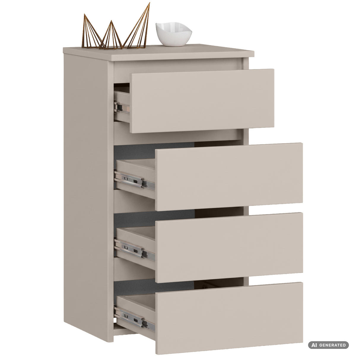 KOMMODE CL4 Kaschmir 40 cm 4 Schubladen Front Kaschmir B40xH74xT35 cm - Beige, Holzwerkstoff (40/74/35cm) - Akord