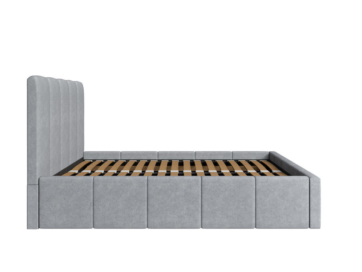 POLSTERBETT AURELIA – 160×200 cm mit Bettkasten und anhebbarem Lattenrost Grau - Grau, Holzwerkstoff (160/200cm) - Milaros Markt