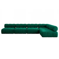 ECKSOFA modulares Sofa Samaro-L3 - 380x190x70 cm Dunkelgrün Velours - Dunkelgrün, Holzwerkstoff/Textil (380/190cm) - ALTDECOR
