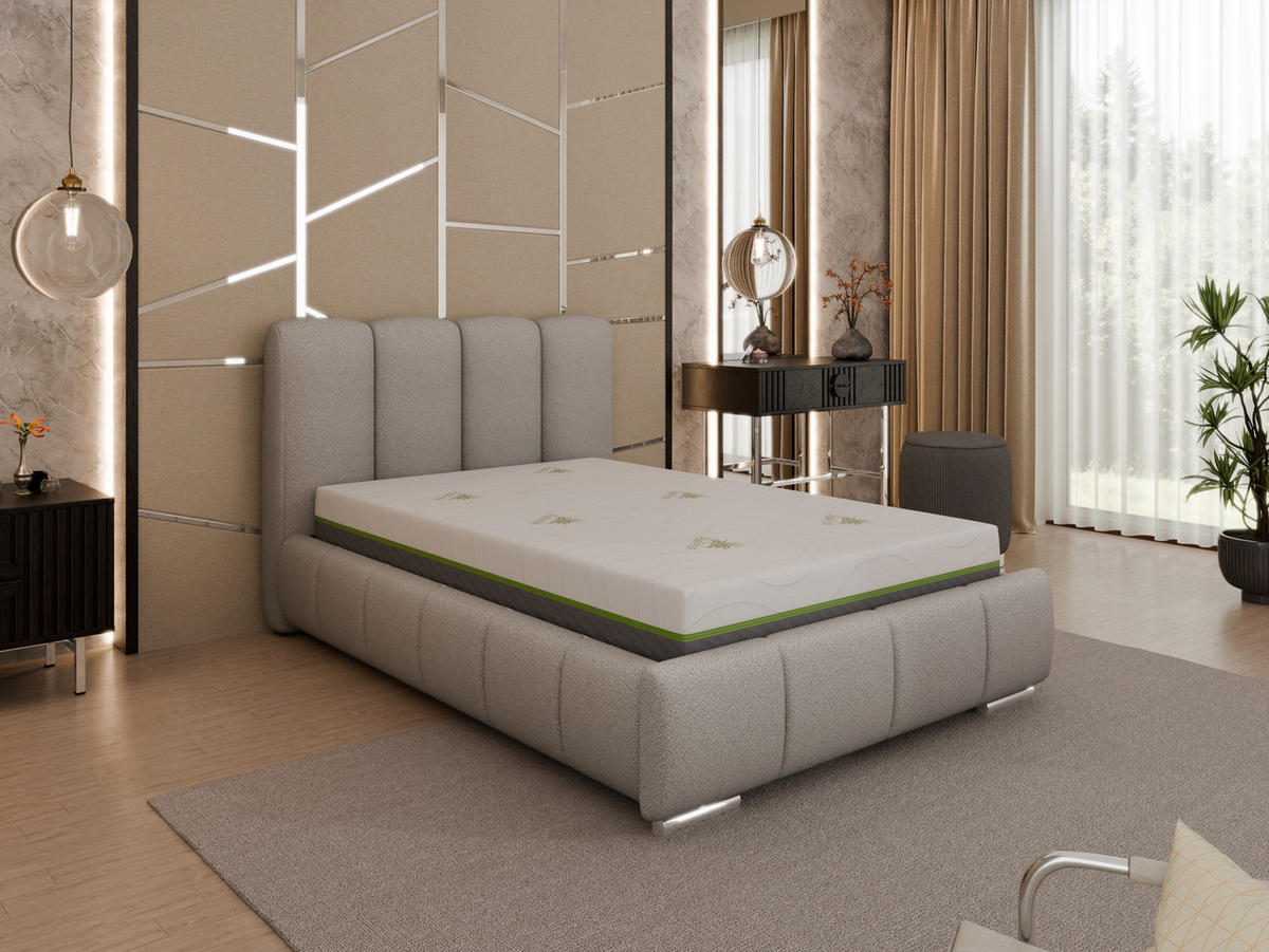 POLSTERBETT Zaira 120x200cm – Elegantes Polsterbett für modernen Wohnstil , ZONIERTE TASCHENFEDERN KOKOS (21cm), hellgrau - Hellgrau, Holz (120/200cm) - Homesy