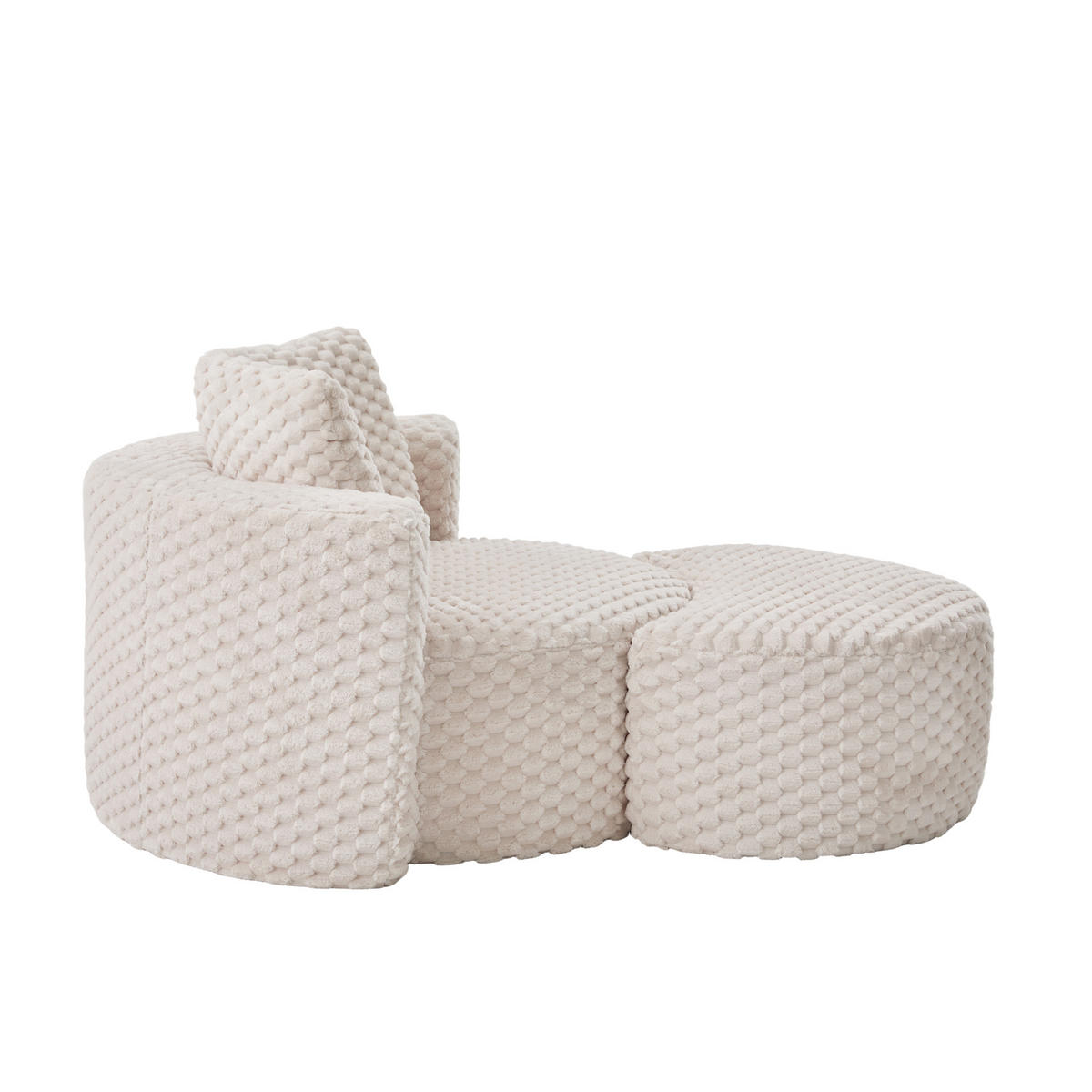 LOUNGESESSEL Mit Hocker Übergroß Rund Komprimiert Ohne Montage - Beige, Textil (129/65/116cm) - Urban Meuble