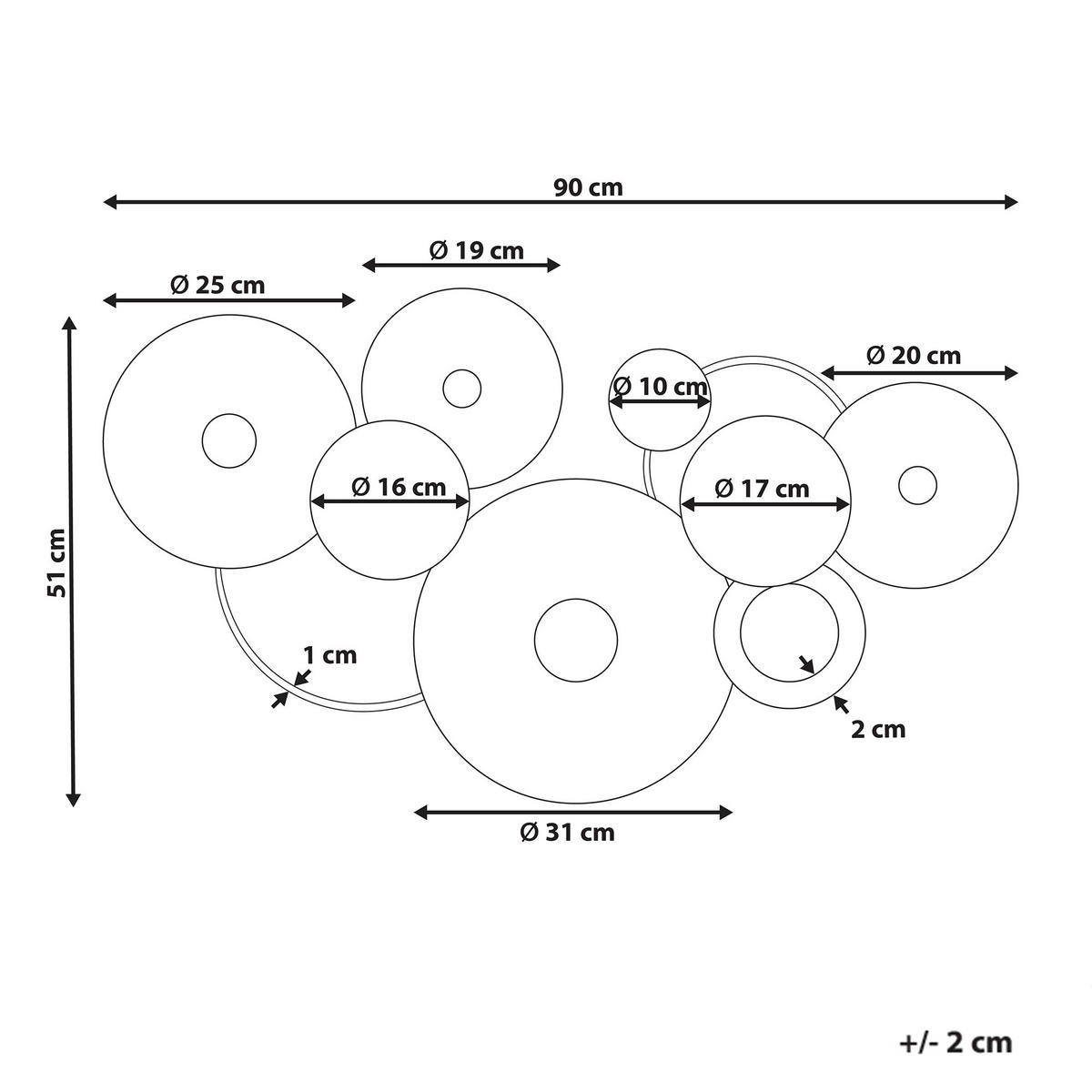 WANDDEKORATION Metall blau/gold Actinium - Blau, Metall (90/51/7cm) - Beliani