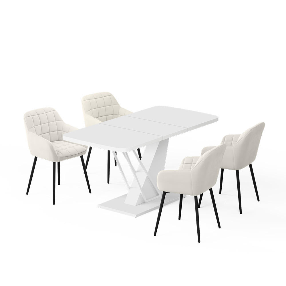 Vicco Esstisch-Set Weiß 120x76x80 cm