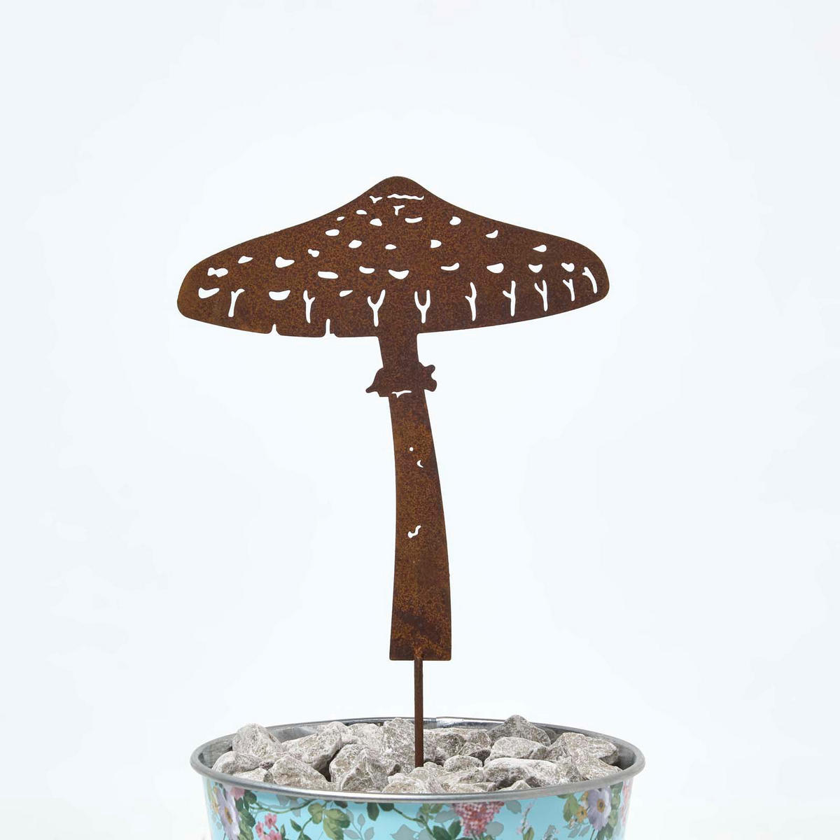 GARTENSTECKER Metall – 2er-Set Pilze Gartendeko in Rostoptik - Rostfarben, Metall (27cm) - Homescapes
