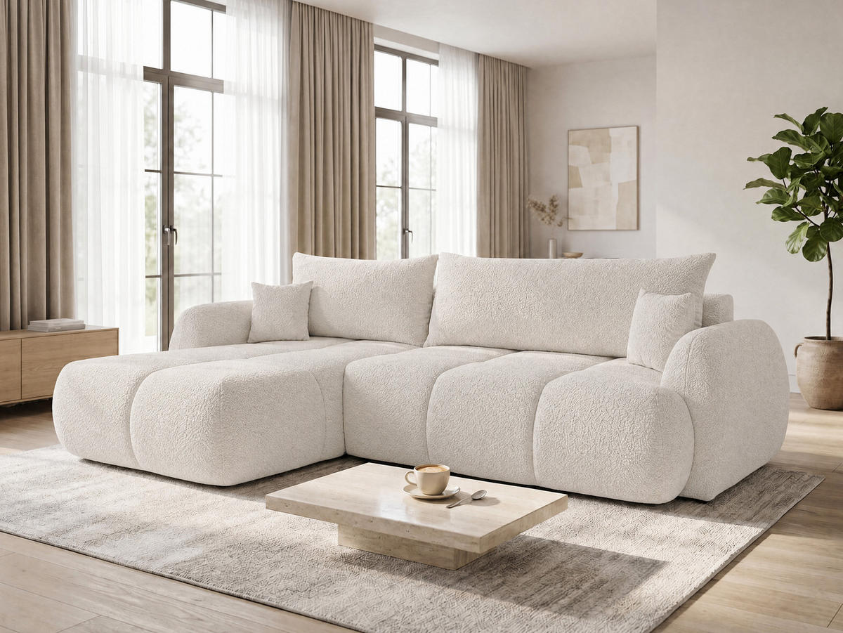 ECKSOFA Loria, Seite: Links - Schwarz/Weiß, Holz/Kunststoff (273/183cm) - Sofnet