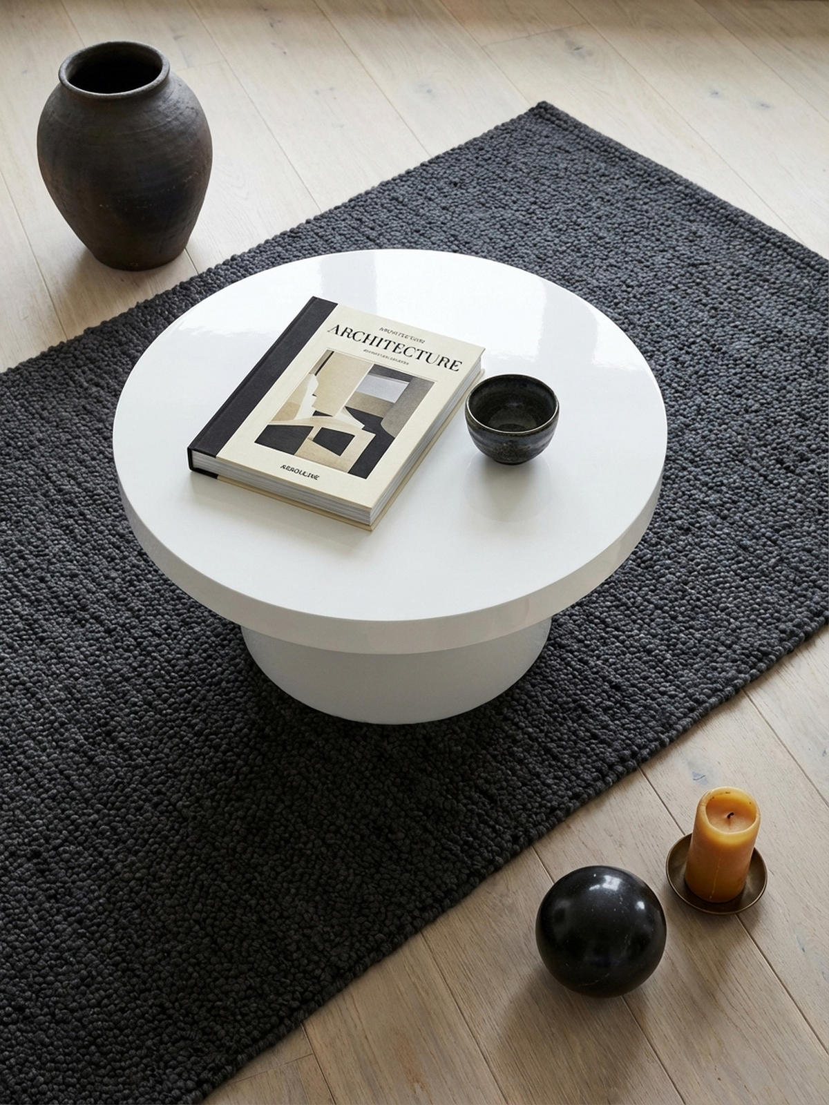COUCHTISCH Rund Klein in Weiß Hochglanz Modern, Pilz-Form, 60x60x30 cm - Weiß, Holzwerkstoff (60/60/30cm) - KADIMA DESIGN