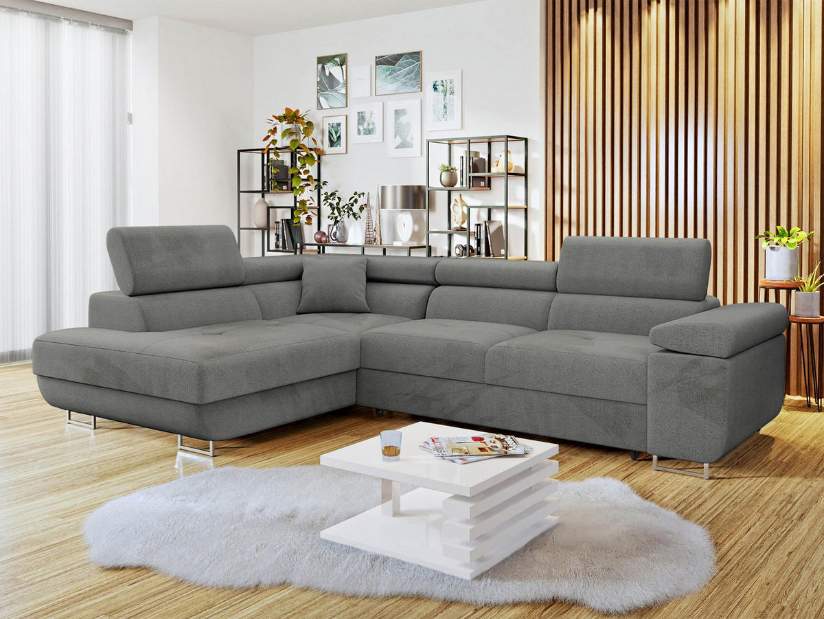 ECKSOFA Torezio, Seite: Links - Dunkelgrau, Holz/Textil (274/203cm) - MIRJAN24