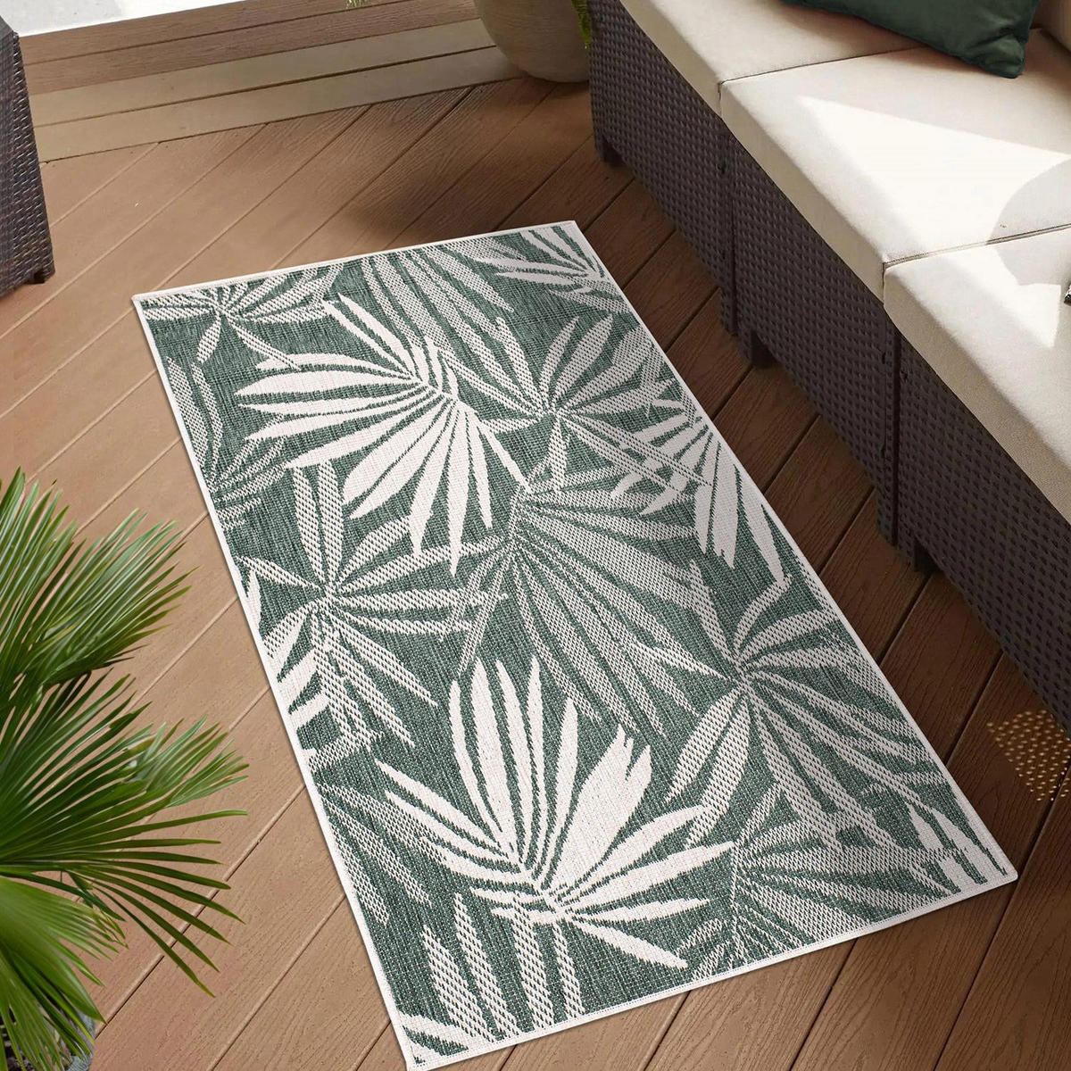 OUTDOOR-TEPPICH DuoRug 5771 Grün 80x150 cm - Grün, Textil (80/150cm) - carpet city