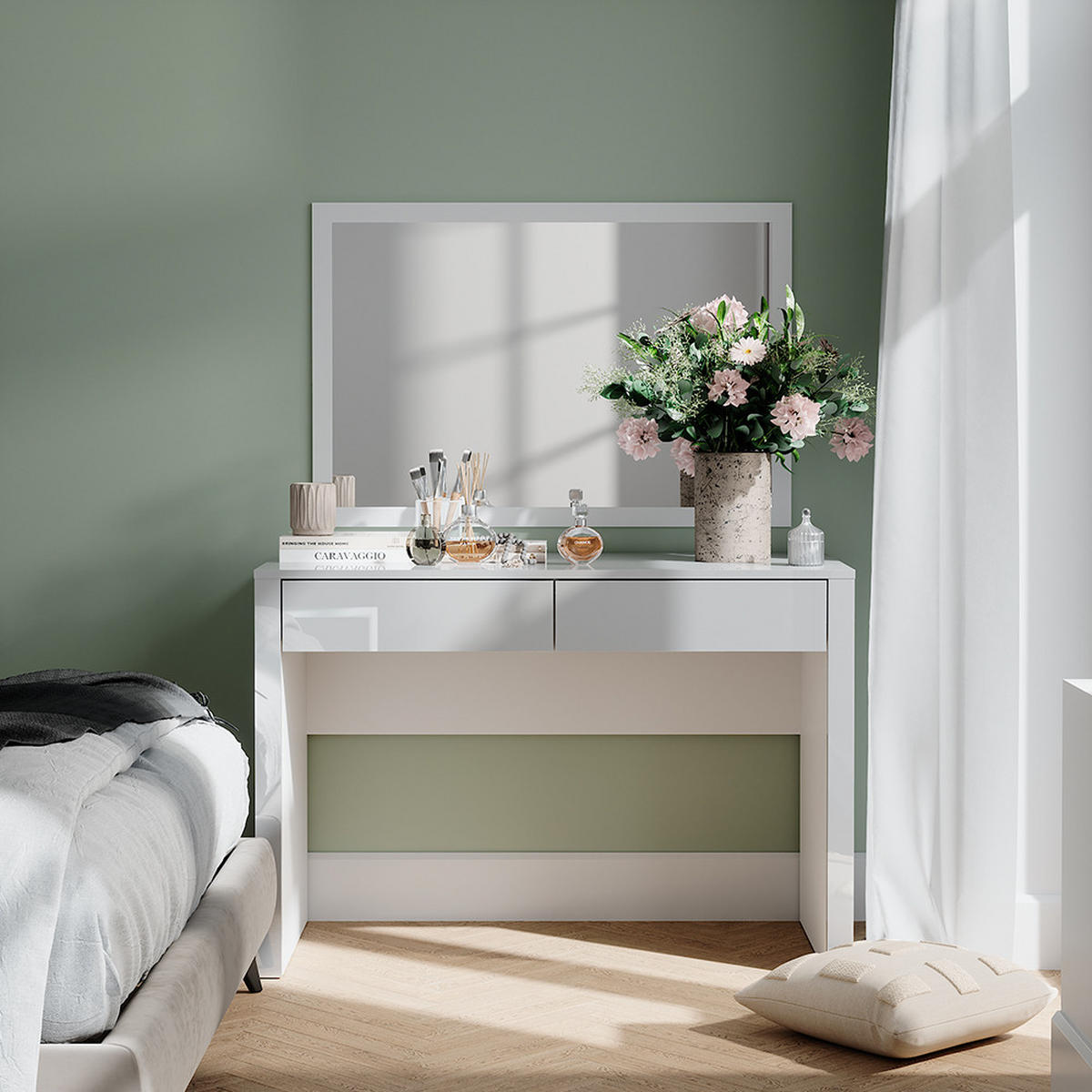 TOALETNÍ STOLEK Annabelle Bílá vysoký lesk/bílá - bílá/vysoce lesklá bílá, kompozitní dřevo (110/75.5/50cm) - Vicco