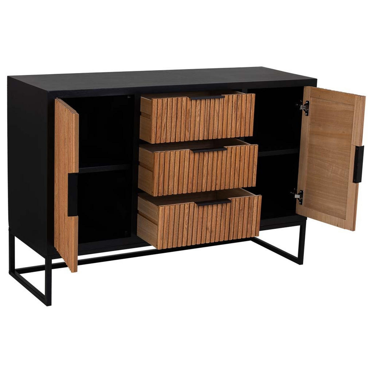 SIDEBOARD mit 3 schubladen und 2 türen aus holz und metall 120x40x81 cm - Braun, Holz (120/81/40cm) - Wanderlust