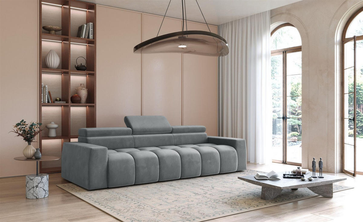 SOFA Darcy - Grau, Holzwerkstoff/Textil (303/98/115cm) - Fun Möbel