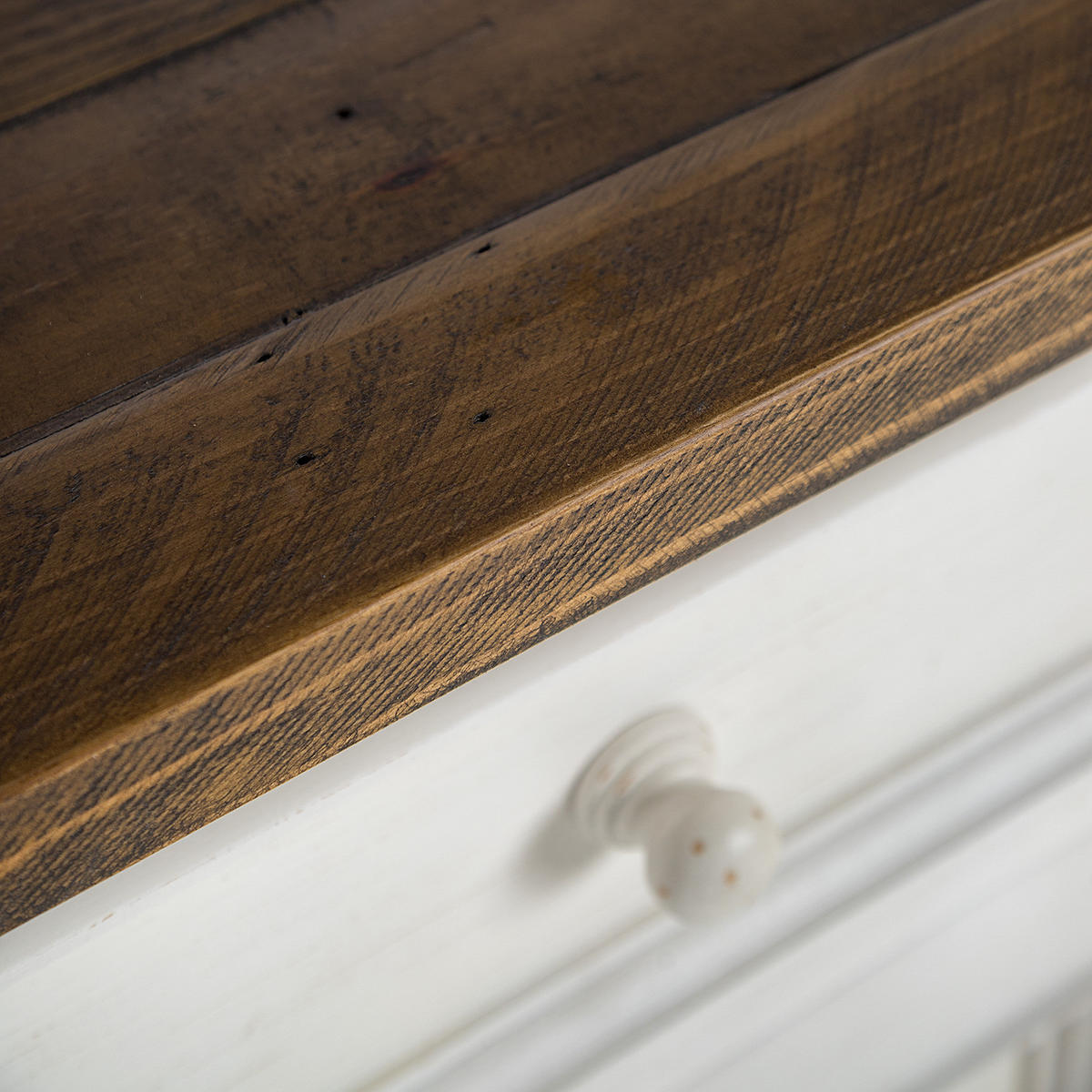 SIDEBOARD - Kiefer massiv - Weiß/Kieferfarben, Holz (159/90/40cm) - home24