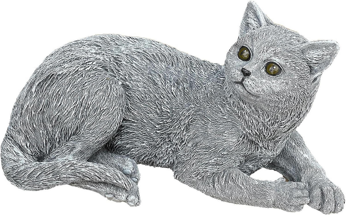STEINFIGUR Katze Lotti liegend frostfest Steinguss - Grau, Stein (34/18/18cm) - stoneandstyle