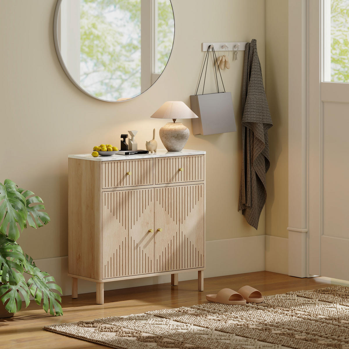 SIDEBOARD DE-11218 2 Schubladen Eiche - Eichefarben, Holzwerkstoff (77/80/30cm) - ComfortXL