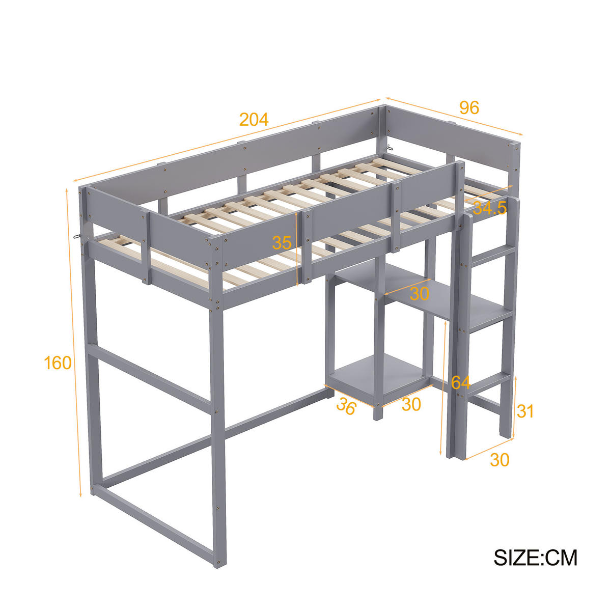 HOCHBETT 90x200 cm Kiefer Lattenrost grau - Grau, Holz (90/200cm) - LEBENLANG