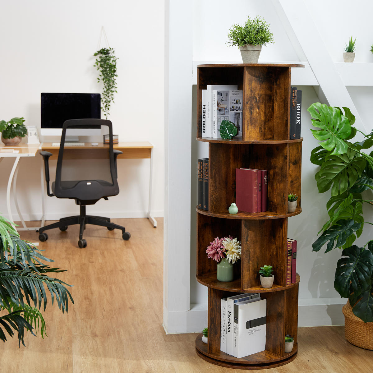 BÜCHERREGAL - Braun, Holzwerkstoff/Metall (50/137/50cm) - Relaxdays