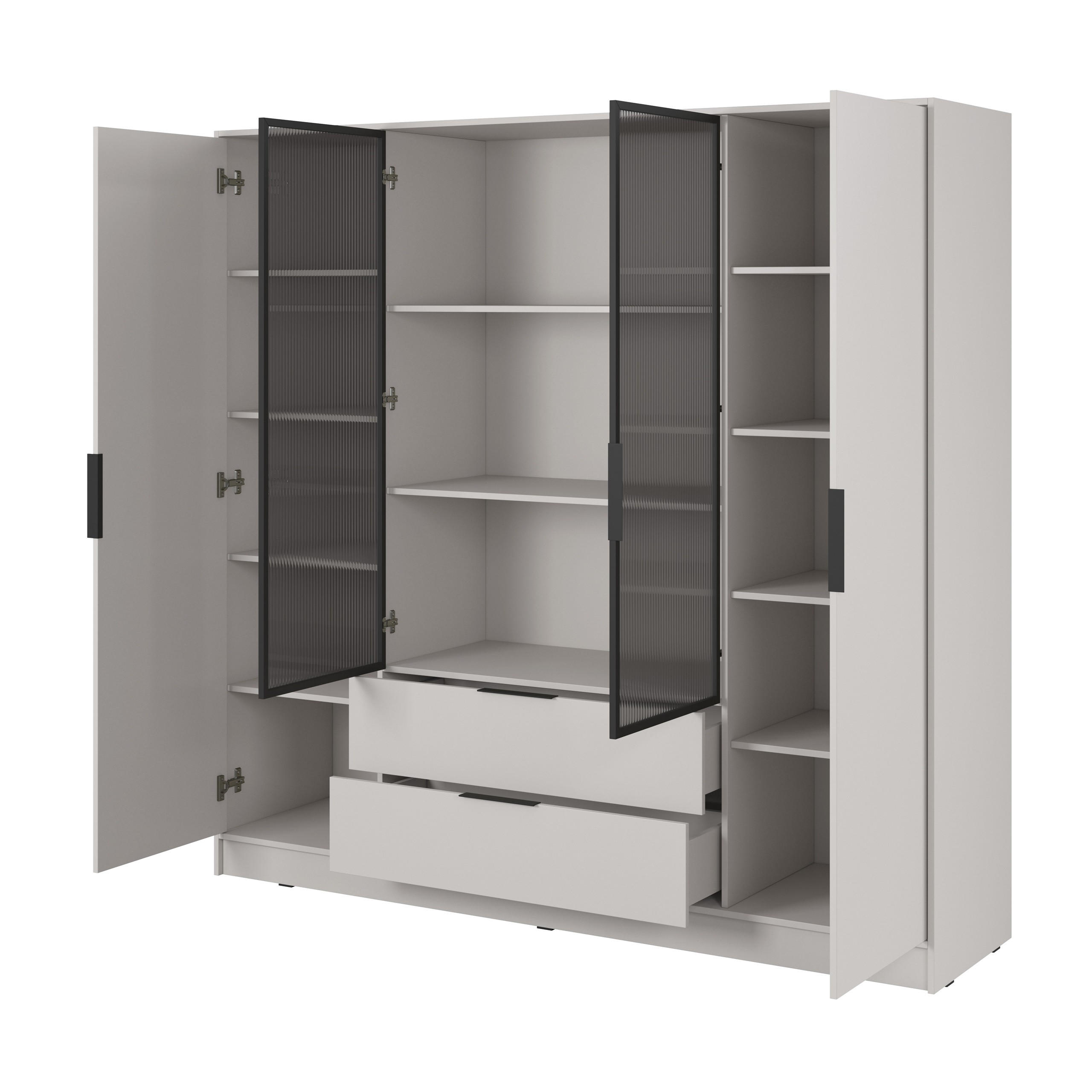 DREHTÜRENSCHRANK CATERINA 206/200/51 cm 4-türig Kaschmir - Kaschmir, Holzwerkstoff (206/200/51cm) - MASSENO