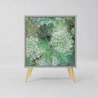 SIDEBOARD SUCCULENT CLUSTER, Grau, 57,5x42x75,5 cm, Goldfarbene Metallfüße - Goldfarben/Multicolor, Holzwerkstoff/Metall (57.5/75.5/42cm) - SpaceRebels