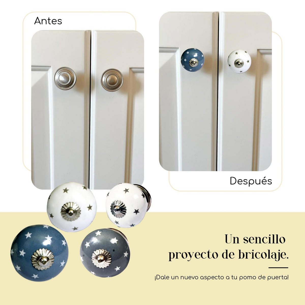 KERAMIKKNÖPFEN Set mit 8 in Weiß und Grau 40 mm Durchmesser. - Hellblau, Keramik (4/4/6.9cm) - Nacnic