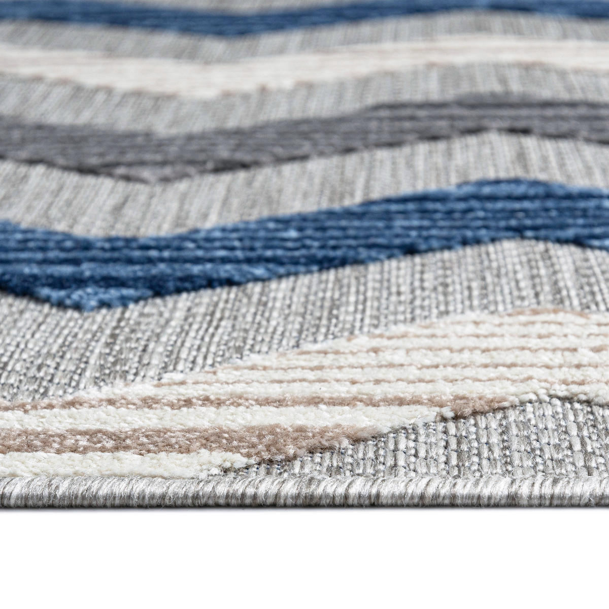 TEPPICH Outdoor Bunte Chevron Geometrisch Kurzflor Rechteckig - 140x200 cm - Hellgrau, Textil (140/200cm) - Mazovia