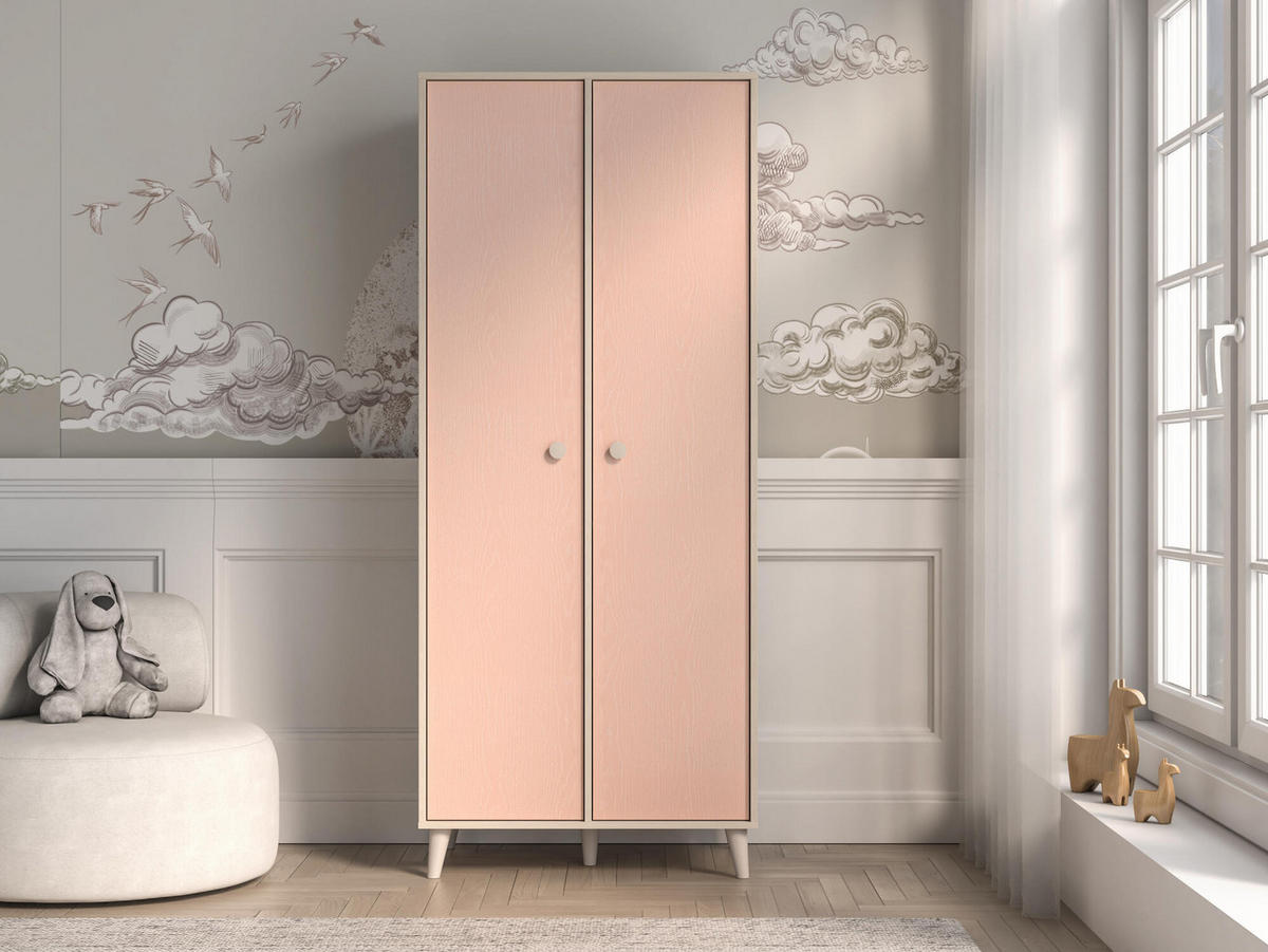 KINDERKLEIDERSCHRANK MEVEL Rosa 80x51x190 cm - Pink, Holzwerkstoff (80/190/51cm) - FURNLUX