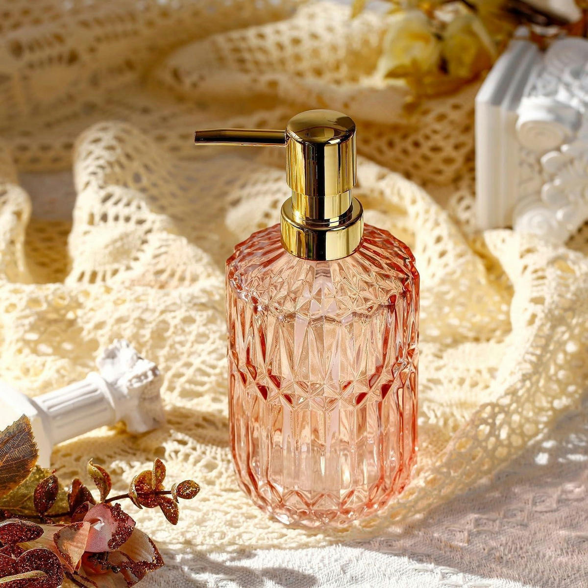 SEIFENSPENDER Glas Rosa - Rosa, Glas (8/18.5/8cm)