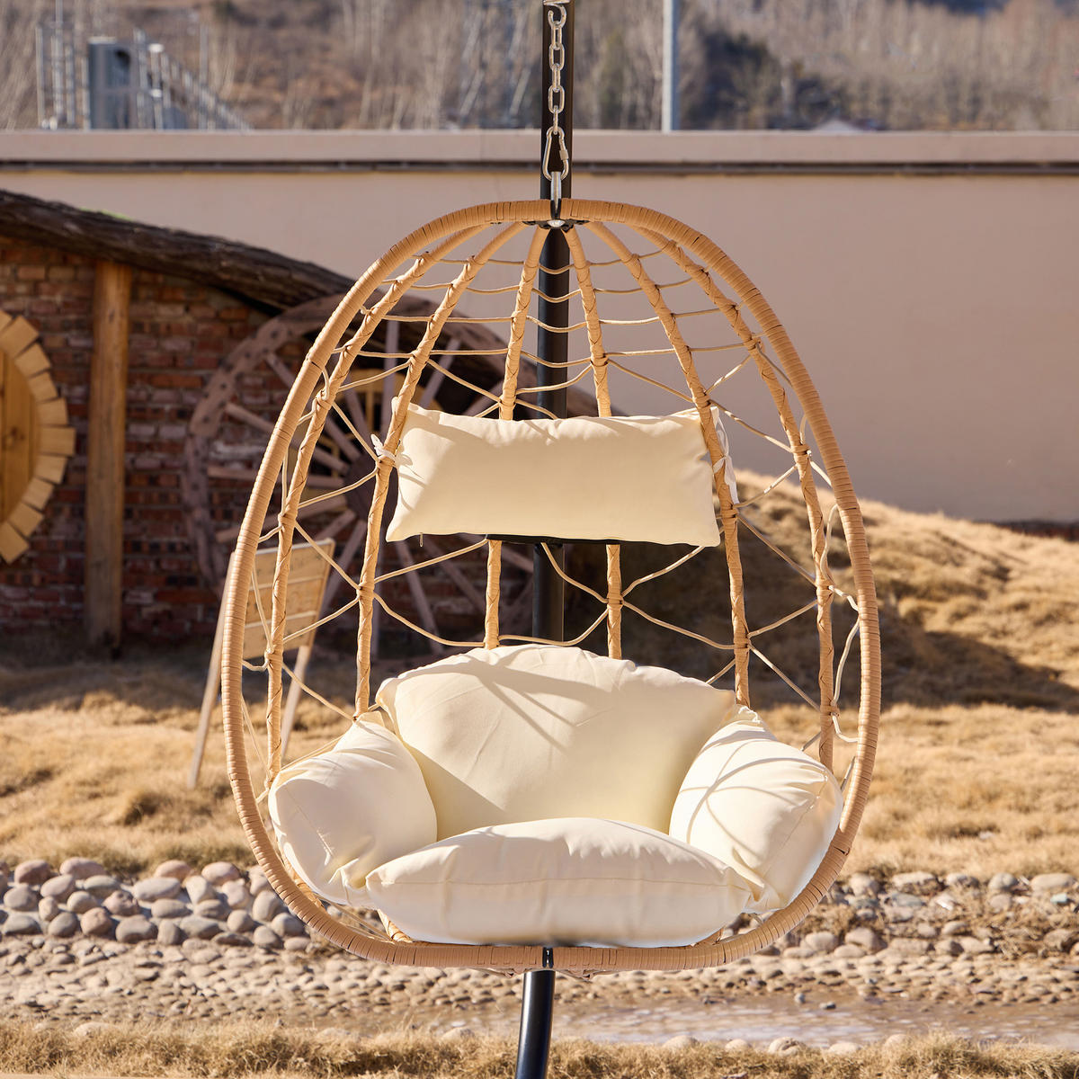 HÄNGESESSEL Rattan - Braun - Braun, Metall (97/197/138cm) - Nordlys