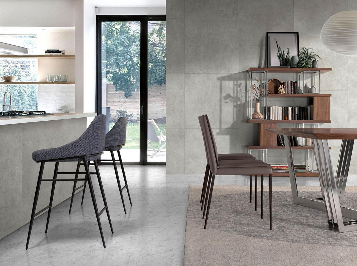 HOCKER aus grauem Stoff - Schwarz/Grau, Textil/Metall (49/90/53cm) - ANGEL CERDA