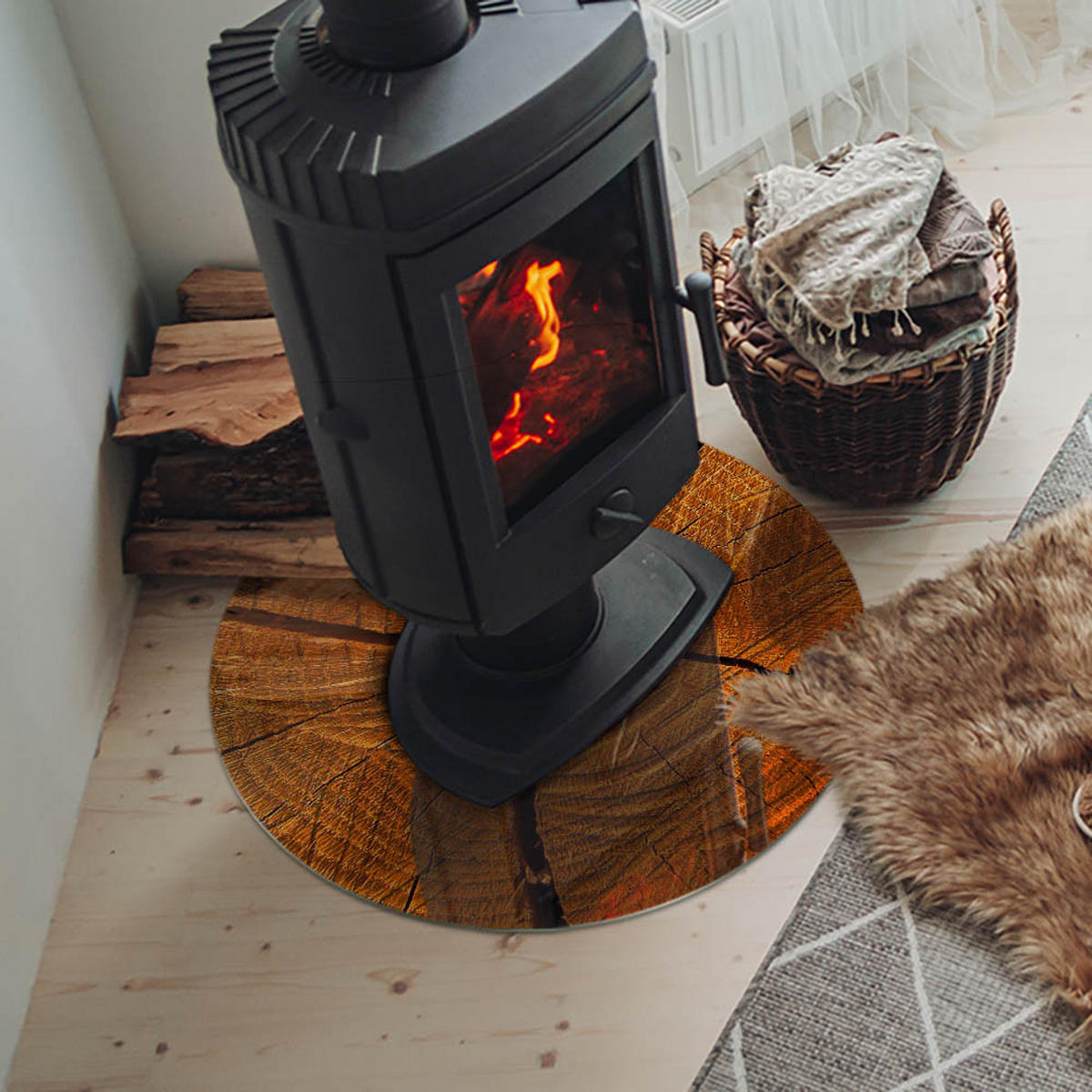 GLASPLATTE für Kamin Ø 60 cm Orange - Orange, Glas (60/60/0.4cm) - ArtPrintCave